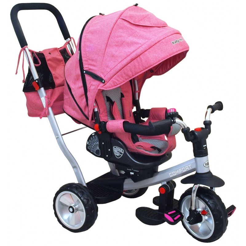 Tricicleta cu spatar rabatabil Extra Comfort Travel Pink