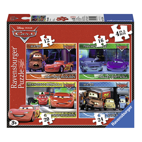 Puzzle Disney Cars, 4 Buc In Cutie, 12/16/20/24 Piese