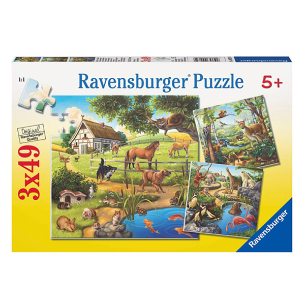 Puzzle Padure, Zoo Si Animale Domestice, 3X49 Piese
