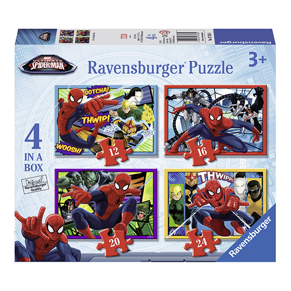 Puzzle Spiderman, 4 Buc In Cutie, 12/16/20/24 Piese