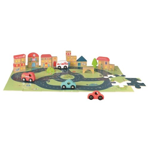 Puzzle gigant oras Egmont, cu vehicule și cuburi