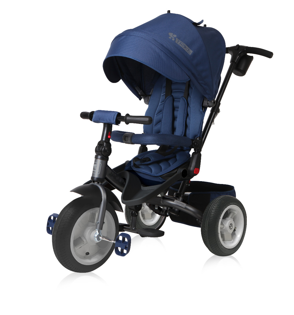 Tricicleta pentru copii, Jaguar Air, multifunctionala, 4 in 1, roti mari cu camera, Blue Grey