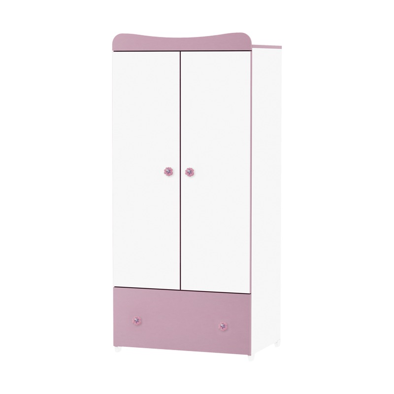Dulap garderoba, Exclusive, 80 x 57 x 178 cm, 2 usi, White/Pink