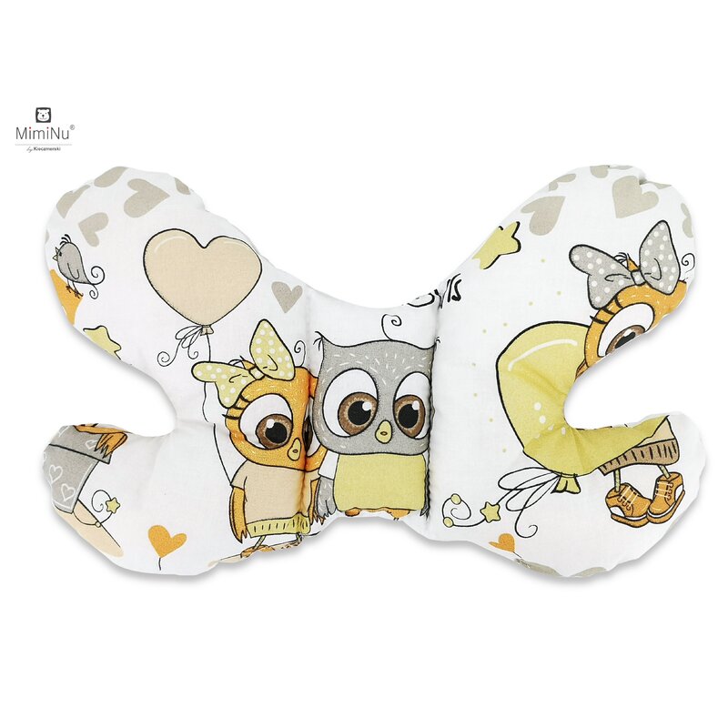 MimiNu - Perna bebelusi Butterfly, Cute owls beige
