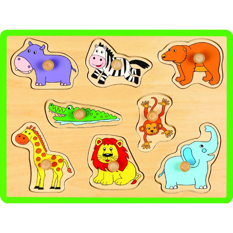 Joueco - Puzzle din lemn Animale salbatice, 8 piese
