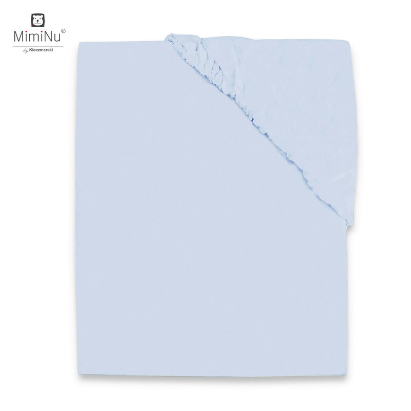 MimiNu - Cearceaf Jerse cu elastic, 120X60 cm, Light blue