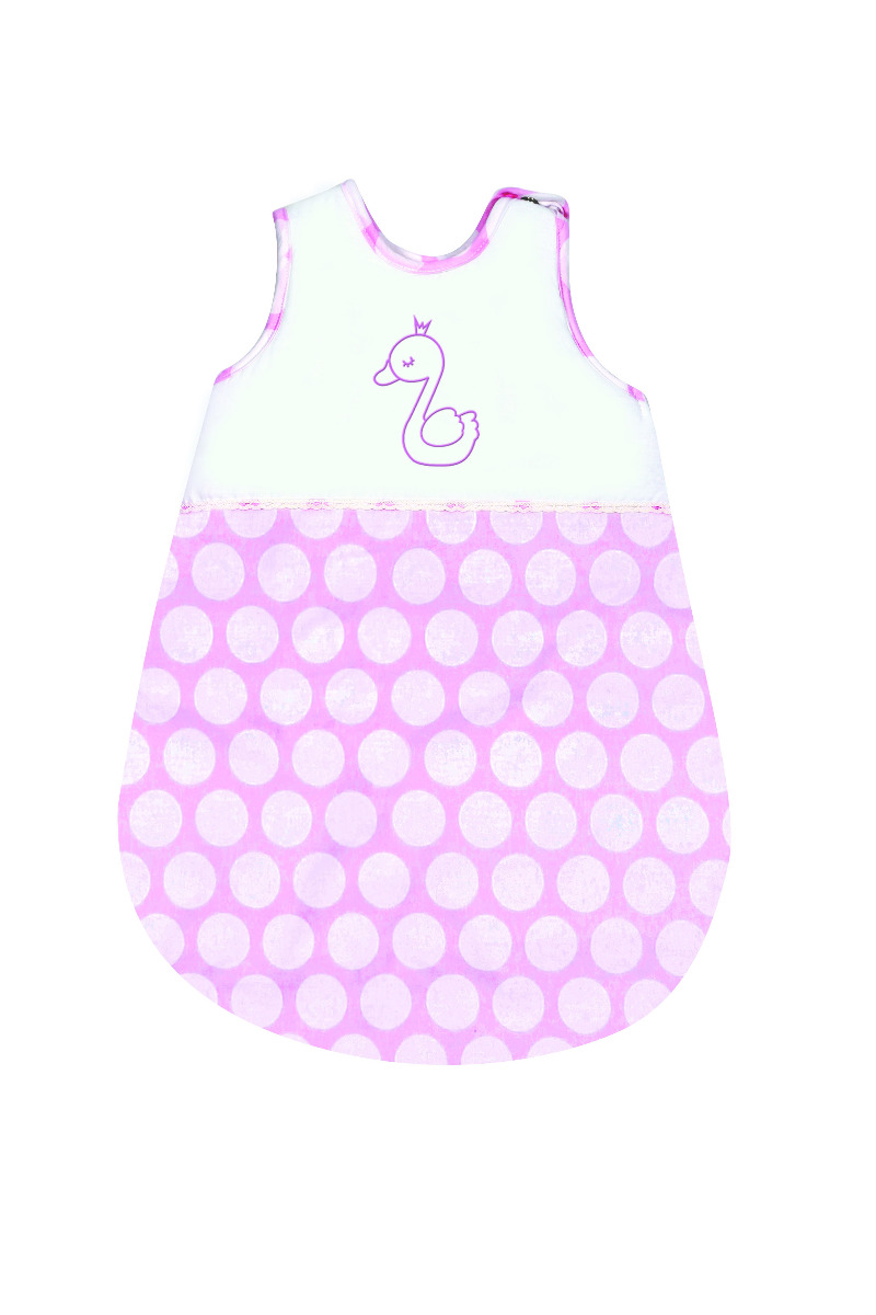 Sac de dormit de vara, 60 cm, 0-6 Luni, cu broderie, Pink Circles