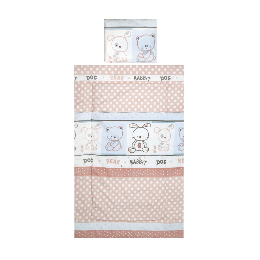 Set lenjerie pat 3 piese, bumbac ranforce, Friends Beige