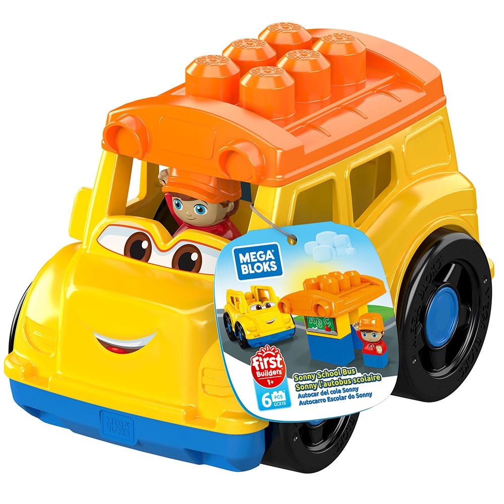 Set constructie Fisher Price Mega Blocks Autobuz scolar cu 6 piese image 3