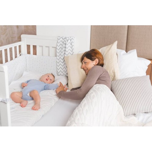 Treppy Patut co-sleeping 120x60 cu laterala culisanta si roti Dreamy Plus Alb image 3