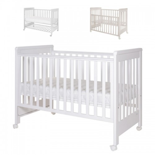 Treppy Patut co-sleeping 120x60 cu laterala culisanta si roti Dreamy Plus Alb image 4