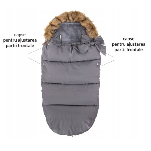 Sac iarna carucior cu blanita detasabila Mevis Delux Dark Grey image 10