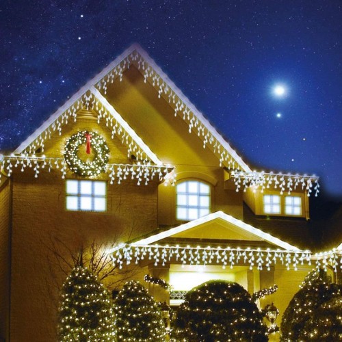 Instalatie luminoasa de craciun 300 leduri, 13 m, 8 functii, exterior/interior, tip perdea de turturi alb rece image 9