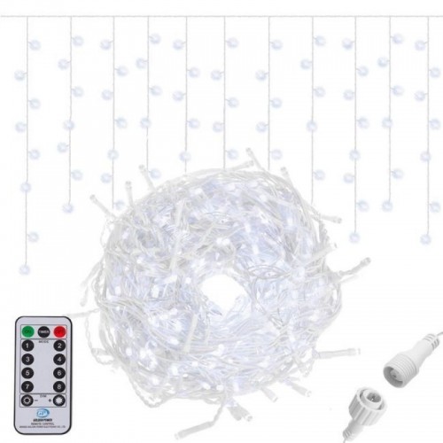 Instalatie luminoasa craciun 500 leduri cu telecomanda, 23 m, 8 functii, exterior/interior, tip perdea de turturi alb rece image 5