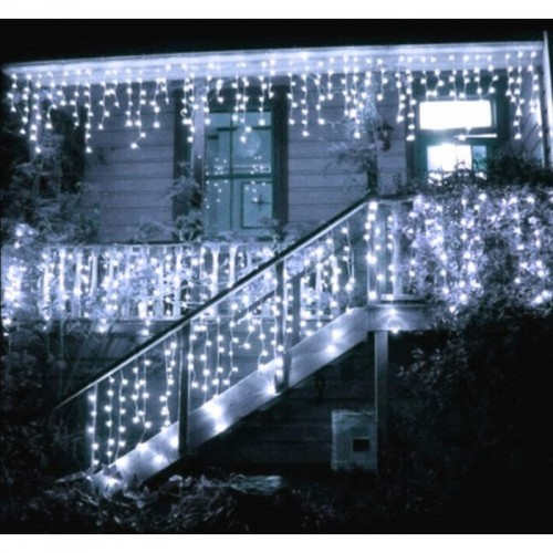 Instalatie luminoasa craciun 500 leduri cu telecomanda, 23 m, 8 functii, exterior/interior, tip perdea de turturi alb rece image 8