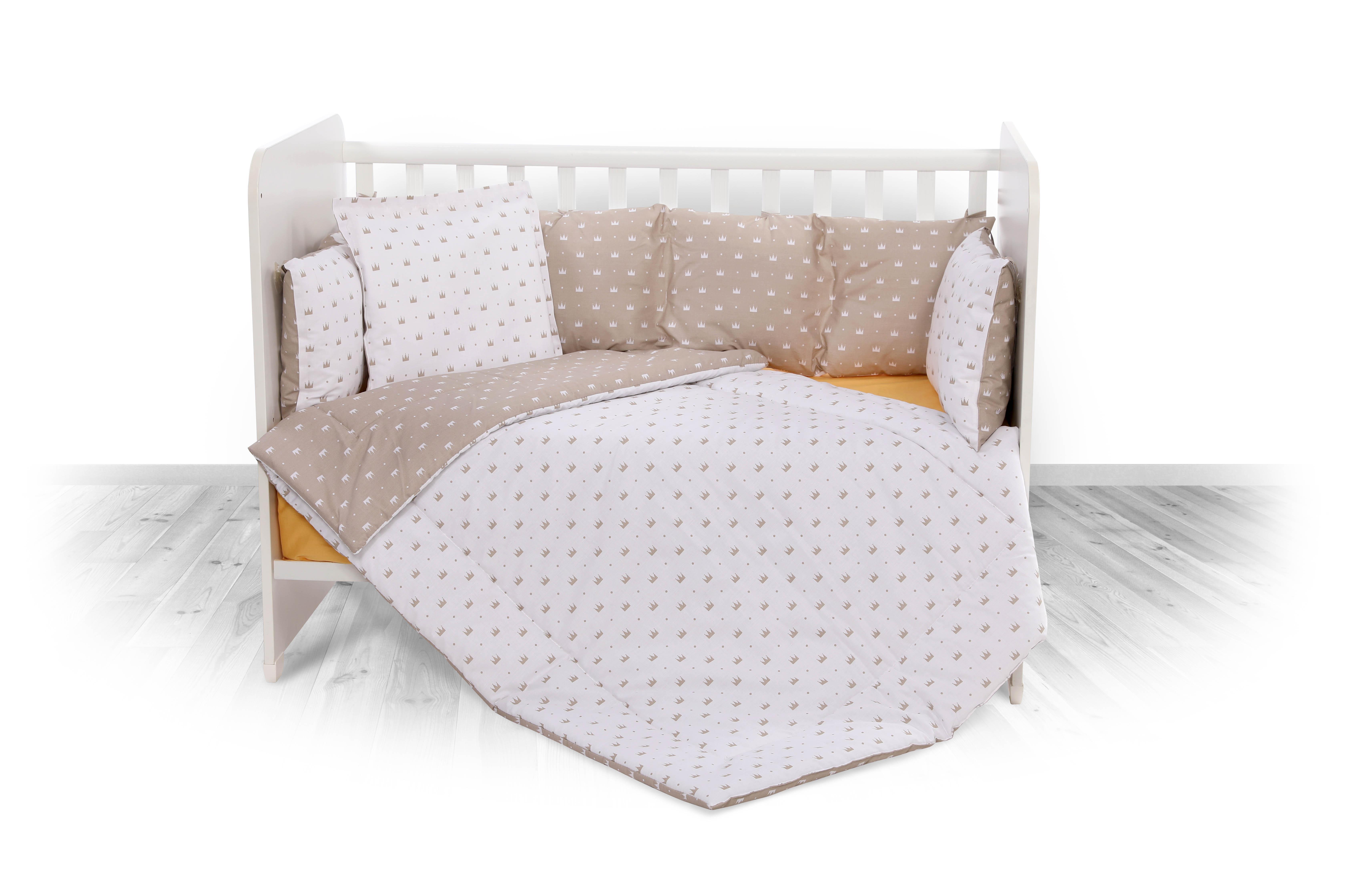 Set lenjerie pat 7 piese Lily, bumbac ranforce, Latte Crowns