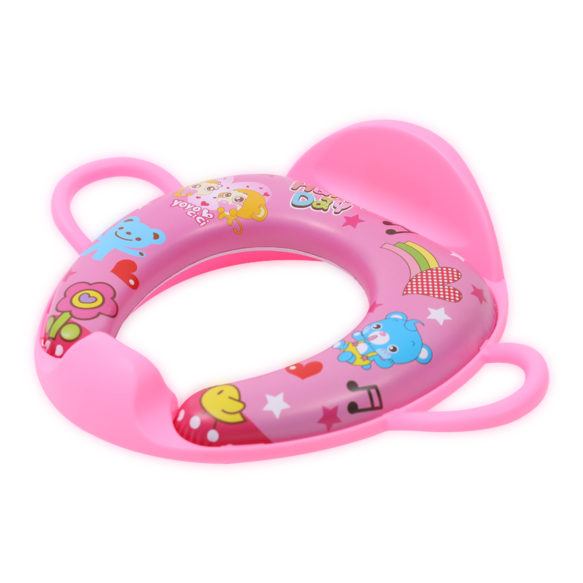 Reductor  moale pentru  toaleta, cu manere si spatar, Pink Heart