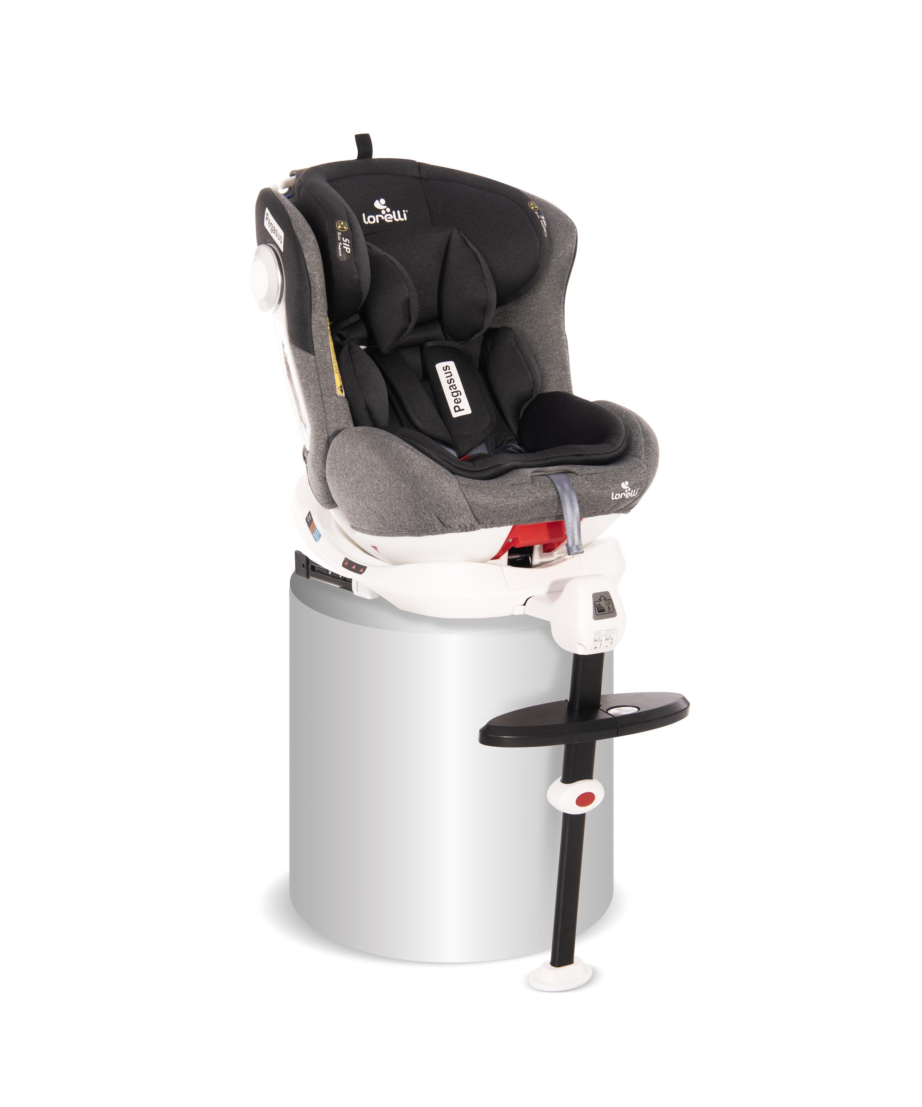 Scaun auto cu picior de fixare, Pegasus, Isofix, rotativ 360 grade, Light & Dark Grey
