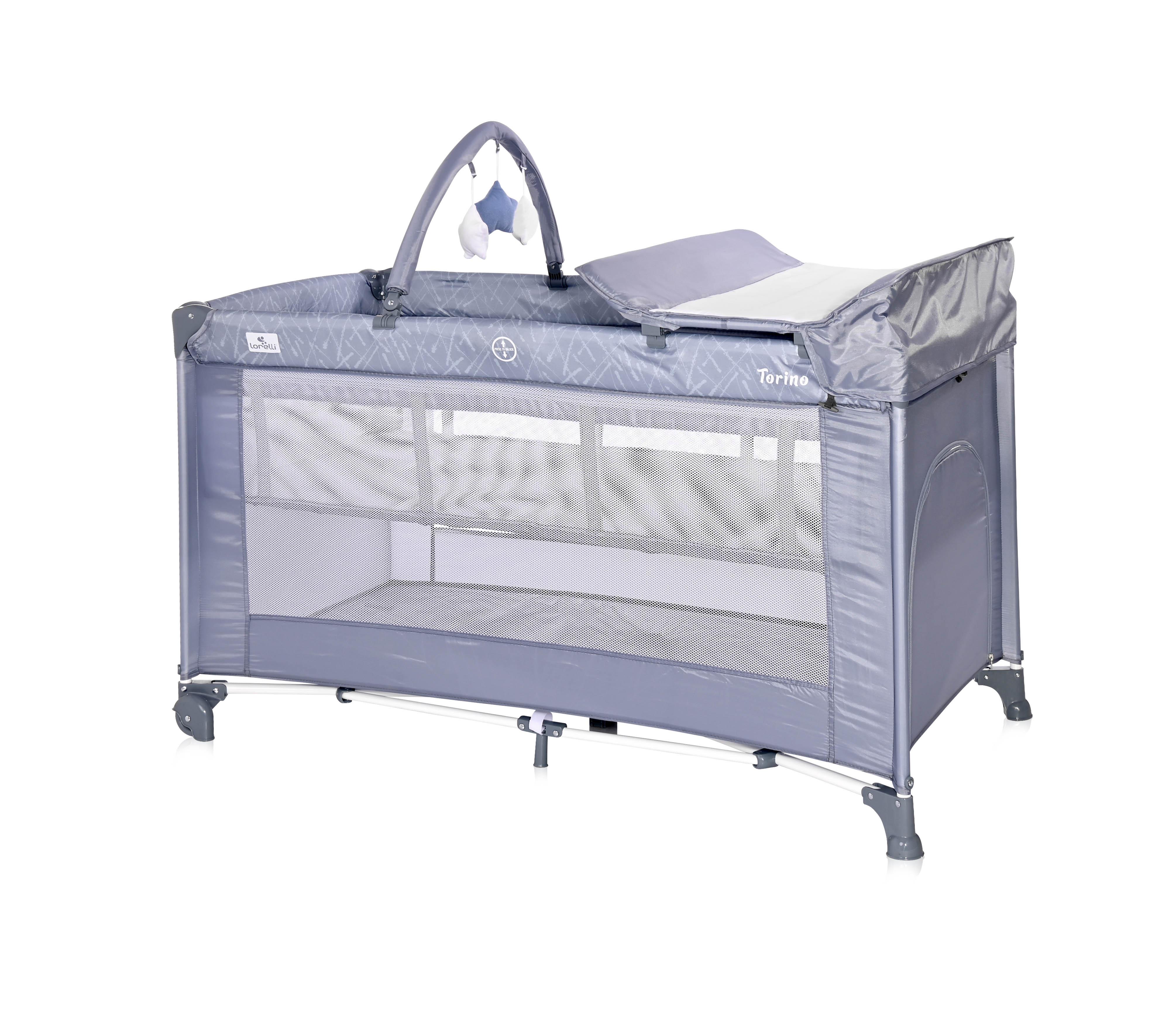 Patut pliabil Torino Plus, 2 nivele cu accesorii, Silver Blue image 9