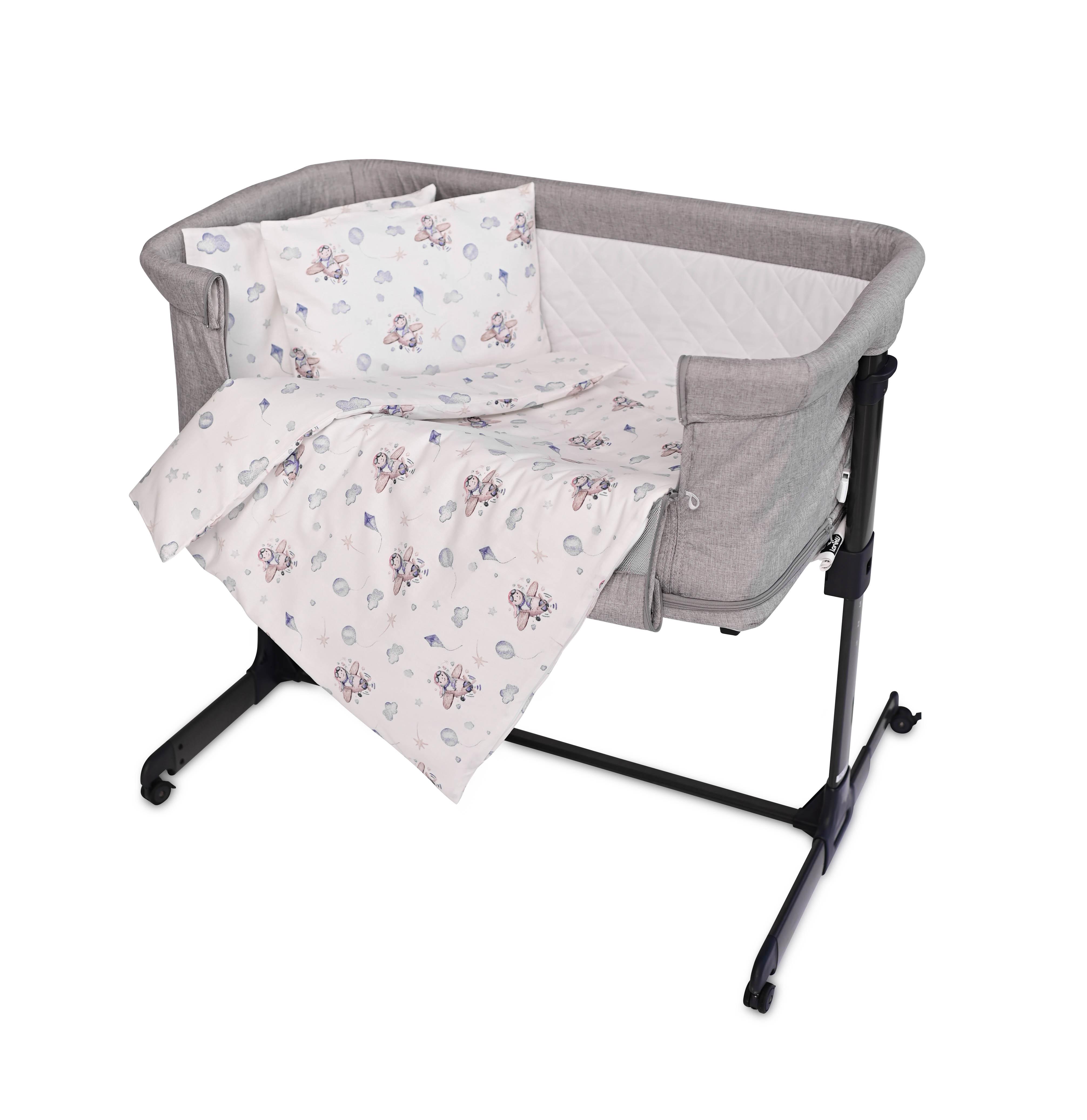 Set lenjerie pat 5 piese, bumbac ranforce, Eva, Abstract Leaves Grey Beige, Blue Aeroplane