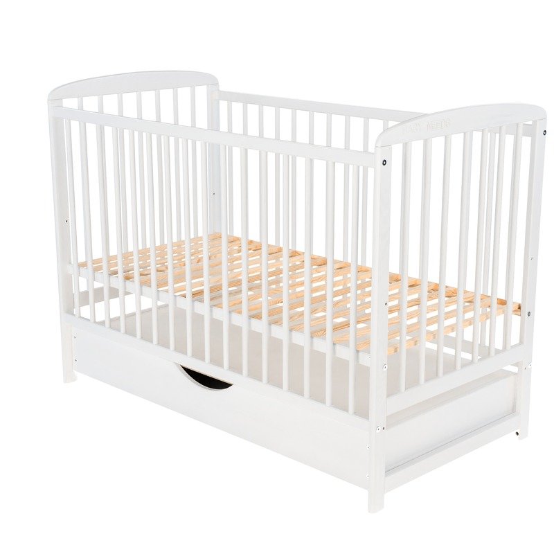 BabyNeeds - Patut din lemn Ola 120x60 cm, cu sertar, Alb image 4