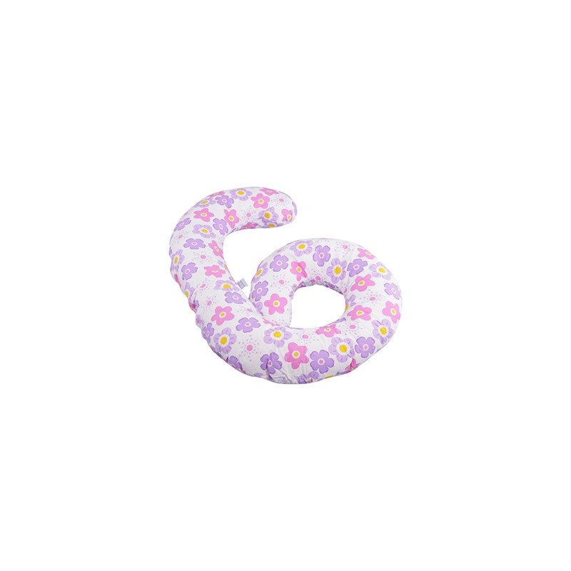 BabyNeeds - Perna multifunctionala Enjoy, Cu husa detasabila din bumbac, Floricele mov image 3