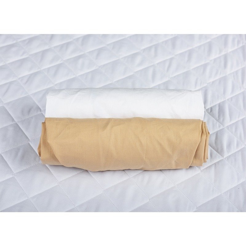 BabyNeeds - Set 2 cearceafuri cu elastic 120x60 cm, Cappuccino+Alb
