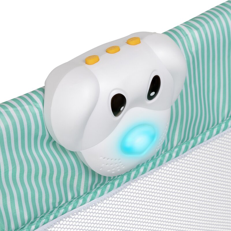 Lionelo - Patut pliant cu doua nivele Sven Plus, 120x60 cm, arcada jucarii, masuta de infasat, vibratii, melodii, Turcoaz/Gri image 9