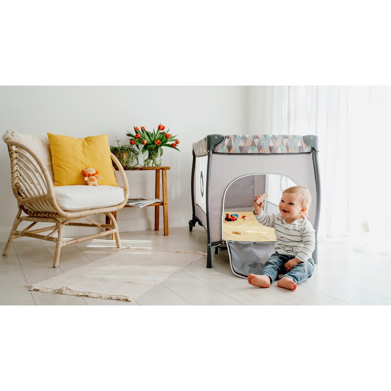 Lionelo - Patut pliant cu doua nivele Sven Plus, 120x60 cm, arcada jucarii, masuta de infasat, vibratii, melodii, Turcoaz/Gri image 20