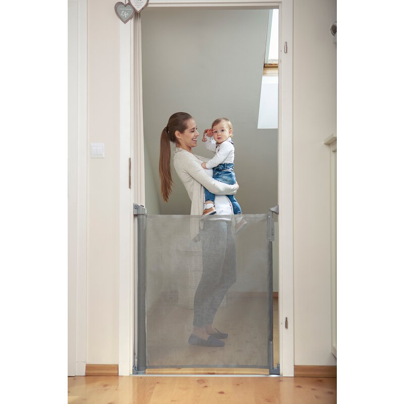 Lionelo - Poarta de siguranta cu suruburi Tulia , Textila, Retractabila din Poliester, 140 cm, Negru image 10