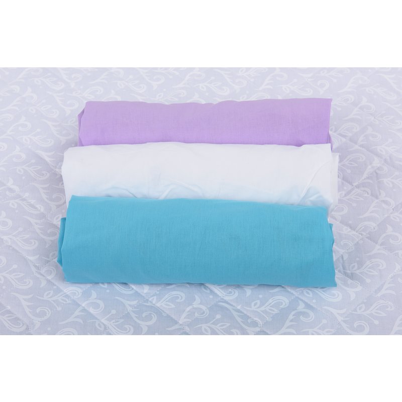 BabyNeeds - Set 3 cearceafuri cu elastic 120x60 cm, Lila+Alb+Bleu image 1