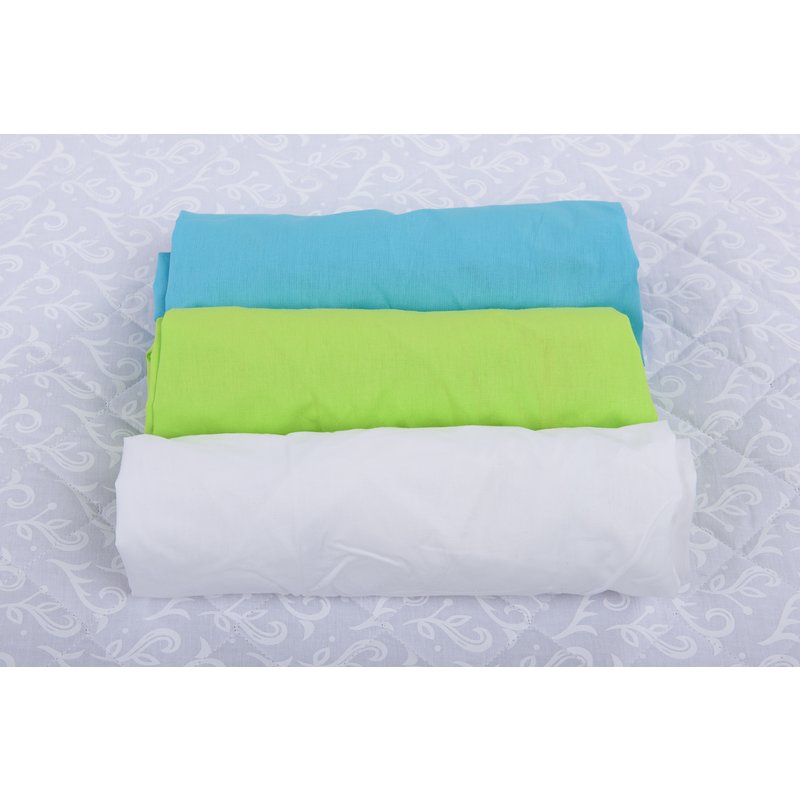 BabyNeeds - Set 3 cearceafuri cu elastic 120x60 cm, Bleu+Verde+Alb