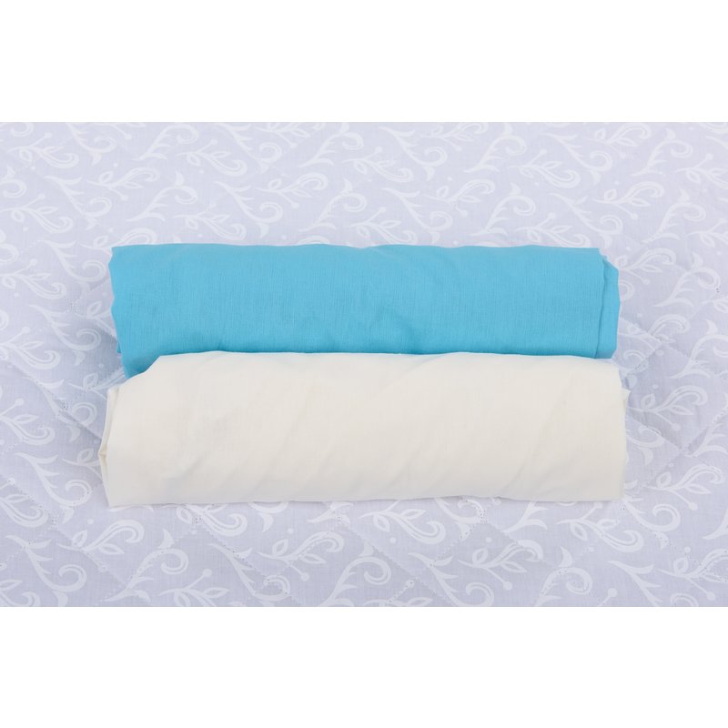 BabyNeeds - Set 2 cearceafuri cu elastic 120x60 cm, Bleu+Crem image 1