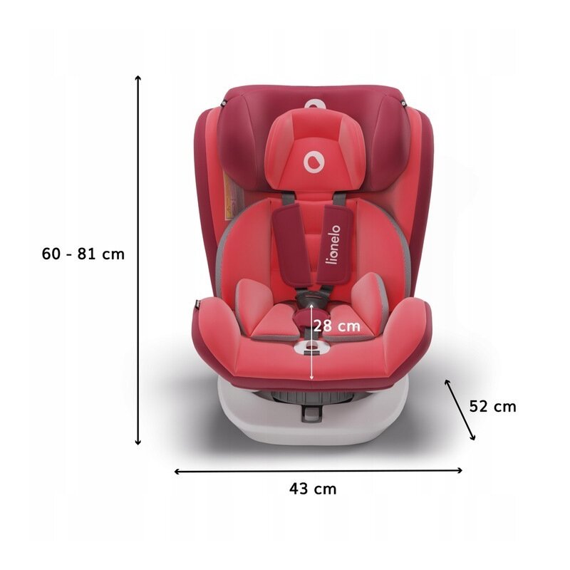 Lionelo - Scaun auto Bastiaan Pozitie de somn, Rotire 360 grade, 0-36 Kg, cu Isofix, Rosu image 2