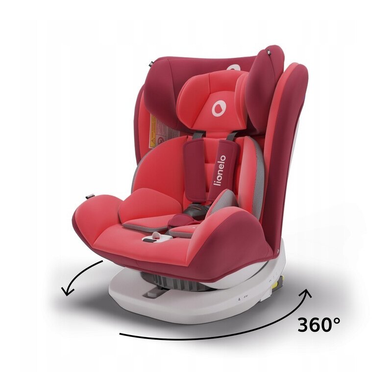 Lionelo - Scaun auto Bastiaan Pozitie de somn, Rotire 360 grade, 0-36 Kg, cu Isofix, Rosu image 4