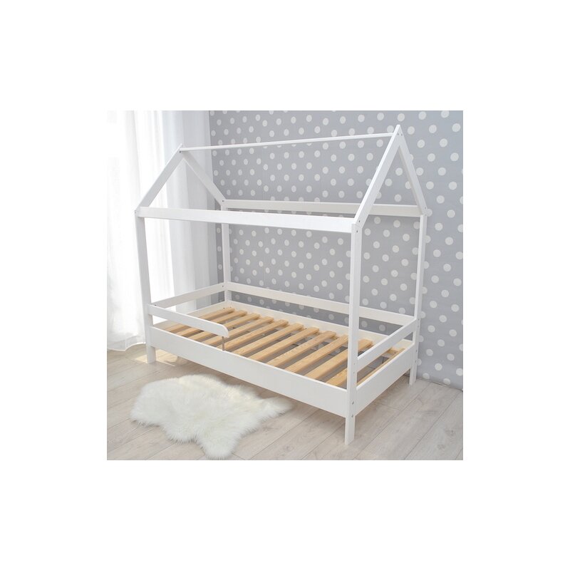 BabyNeeds - Patut din lemn Casuta 160x80 cm, Alb image 7