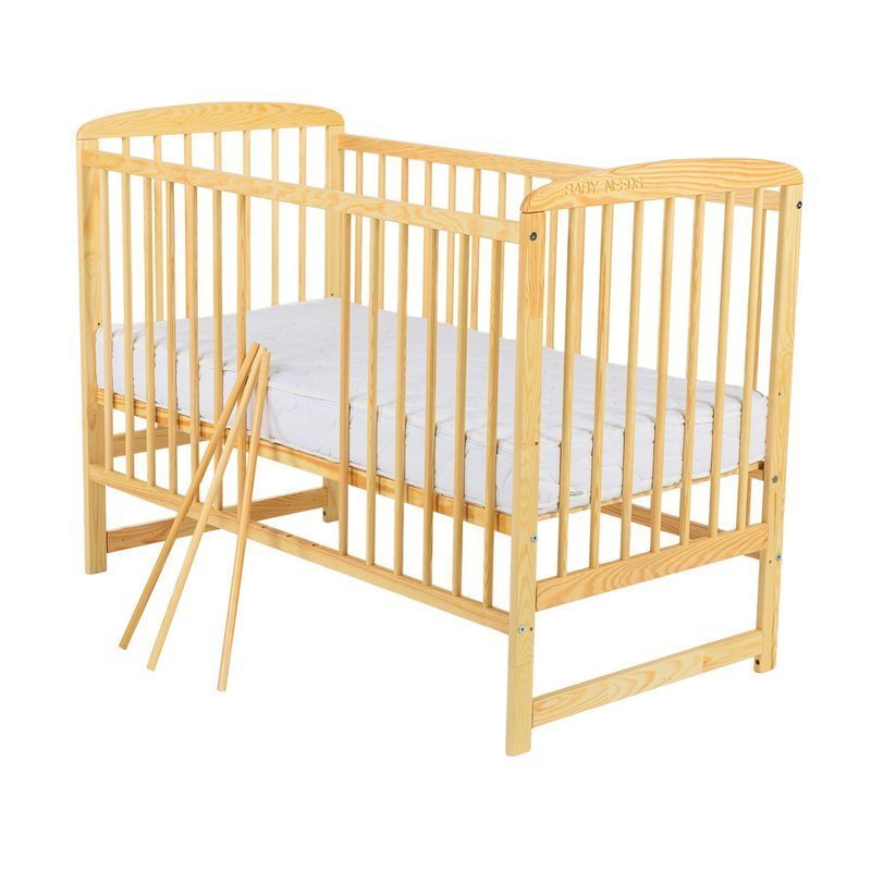 BabyNeeds - Patut din lemn Ola 120x60 cm, Natur + Saltea 12 cm image 2