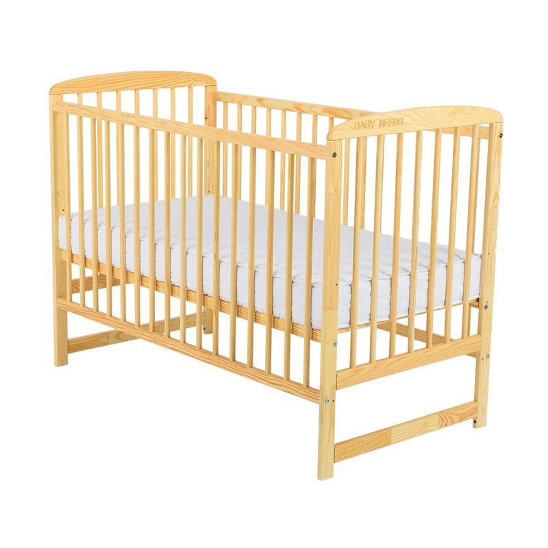 BabyNeeds - Patut din lemn Ola 120x60 cm, Natur + Saltea 12 cm image 6