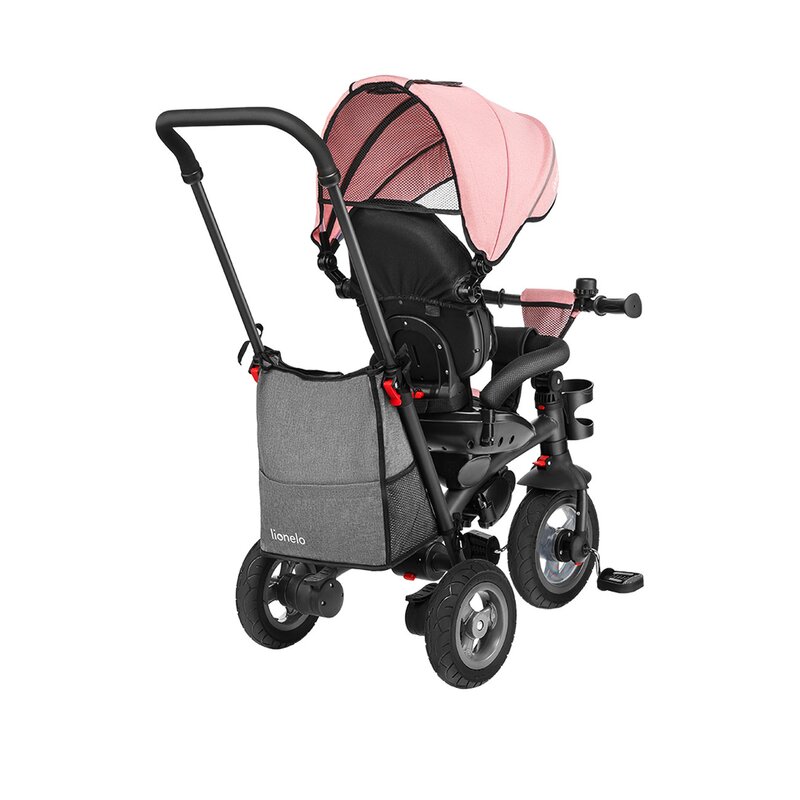 Lionelo - Tricicleta Tris Candy Mecanism de pedalare libera, Suport picioare, Control al directiei, Scaun reversibil, Rotire 360 grade, Pliabila, Roz/Gri image 12