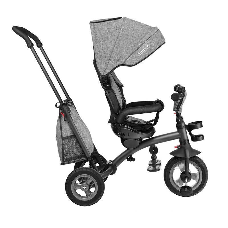 Lionelo - Tricicleta Tris Stone Grey Mecanism de pedalare libera, Suport picioare, Control al directiei, Scaun reversibil, Rotire 360 grade, Pliabila, Gri image 9