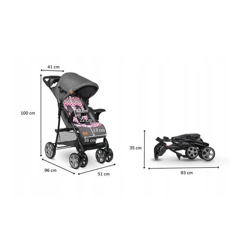Lionelo - Carucior sport Emma Plus Scandi Cu accesorii, Roz image 2