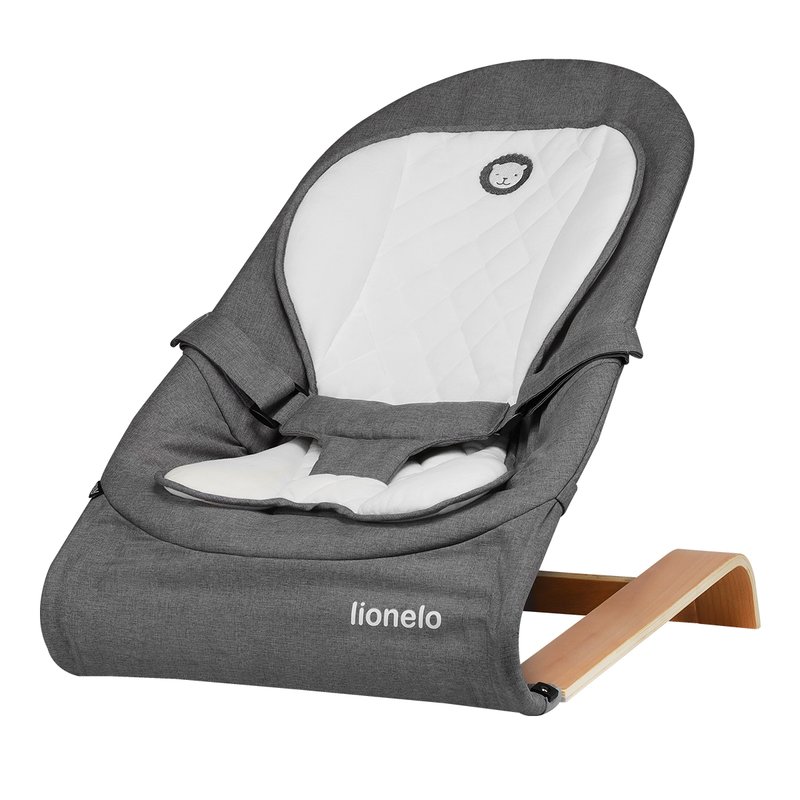 Lionelo - Fotoliu Rita Stone Pliabil, Spatar reglabil din Lemn, Metal, Poliester, Bumbac, 80x44 cm, Gri