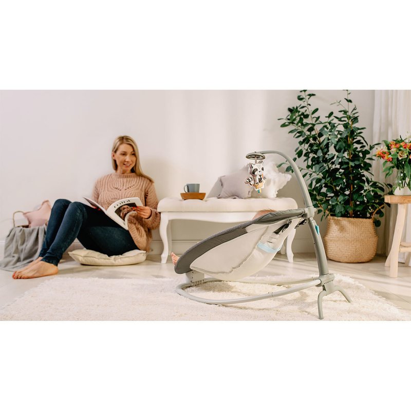 Lionelo - Fotoliu balansoar Pascal Scandi Pliabil, Cu melodii, 80x49 cm, Gri image 18