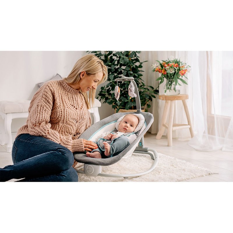 Lionelo - Fotoliu balansoar Pascal Scandi Pliabil, Cu melodii, 80x49 cm, Gri image 20