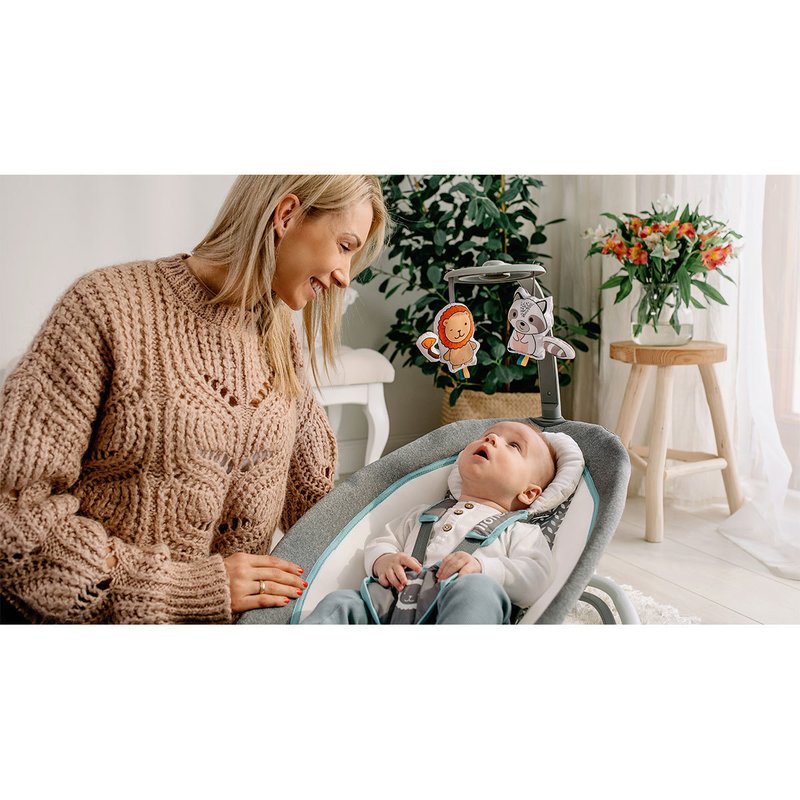 Lionelo - Fotoliu balansoar Pascal Scandi Pliabil, Cu melodii, 80x49 cm, Gri image 22