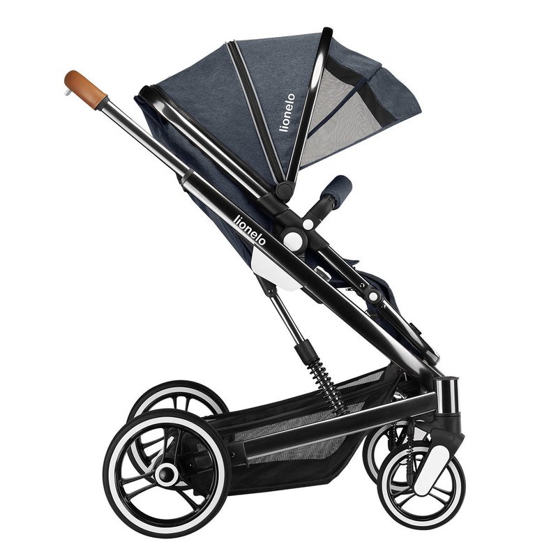 Lionelo - Carucior 2 in 1 Mari, Cu landou cu salteluta si sac de picioare, Cu geanta pentru mamici, Cu plasa de tantari, Cu sezut reversibil, Gri image 19
