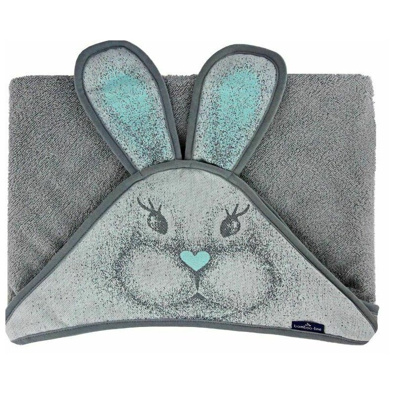 Qmini - Prosop din bambus cu gluga cu urechi, 85x85 cm, Rabbit Mint image 1
