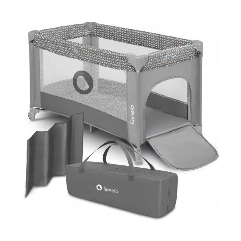 Lionelo - Patut pliant cu un nivel Stefi Concrete din Metal, Poliester, 120x60 cm, Gri image 1
