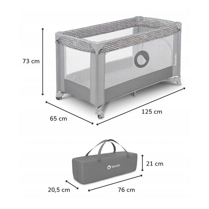 Lionelo - Patut pliant cu un nivel Stefi Concrete din Metal, Poliester, 120x60 cm, Gri image 2