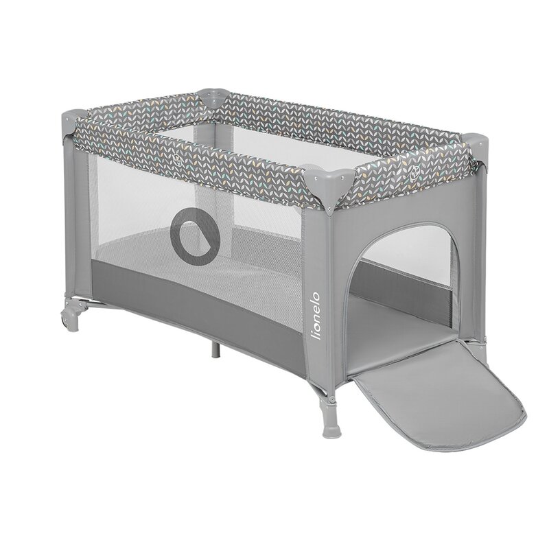 Lionelo - Patut pliant cu un nivel Stefi Concrete din Metal, Poliester, 120x60 cm, Gri image 3